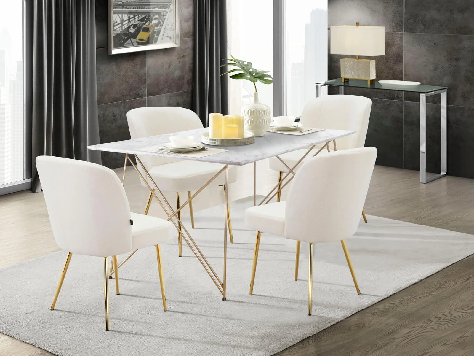 Esstisch Leonique Louie Marmor Optik Gold Modern - Bild 5