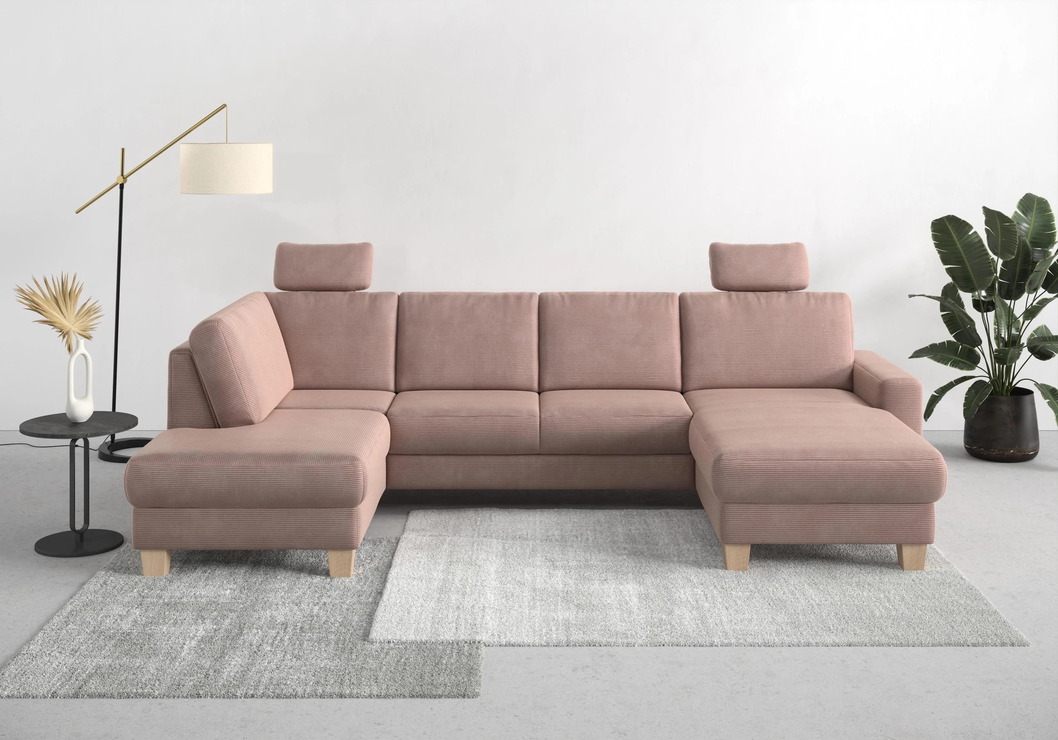 Home Affaire Wohnlandschaft Summer U-Form Rosa Cord