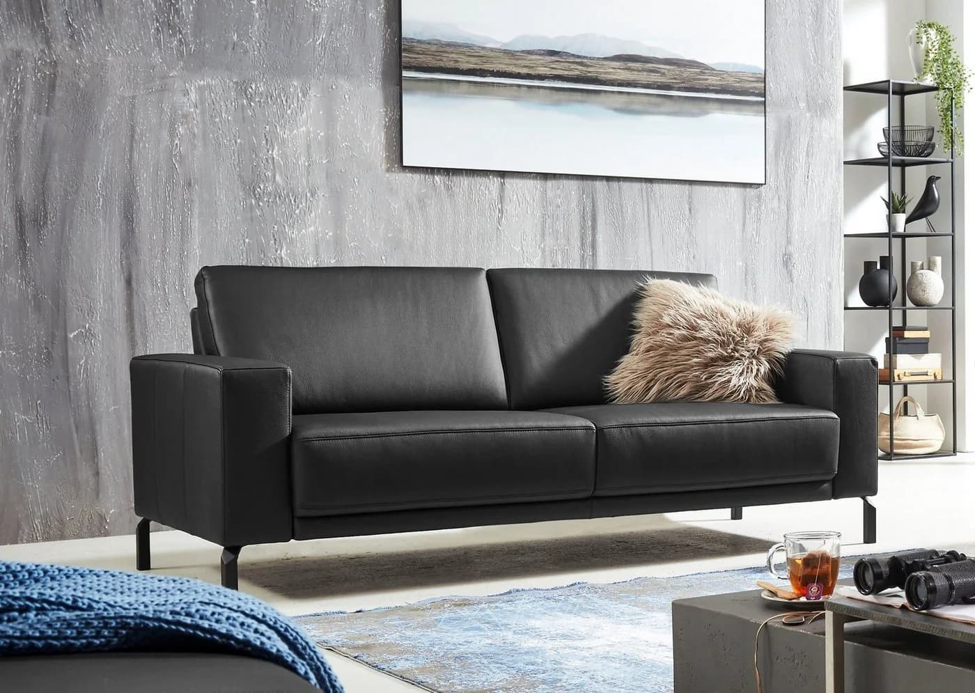 HOME AFFAIRE Apiro 2-Sitzer Sofa Schwarz Dickleder - Bild 2
