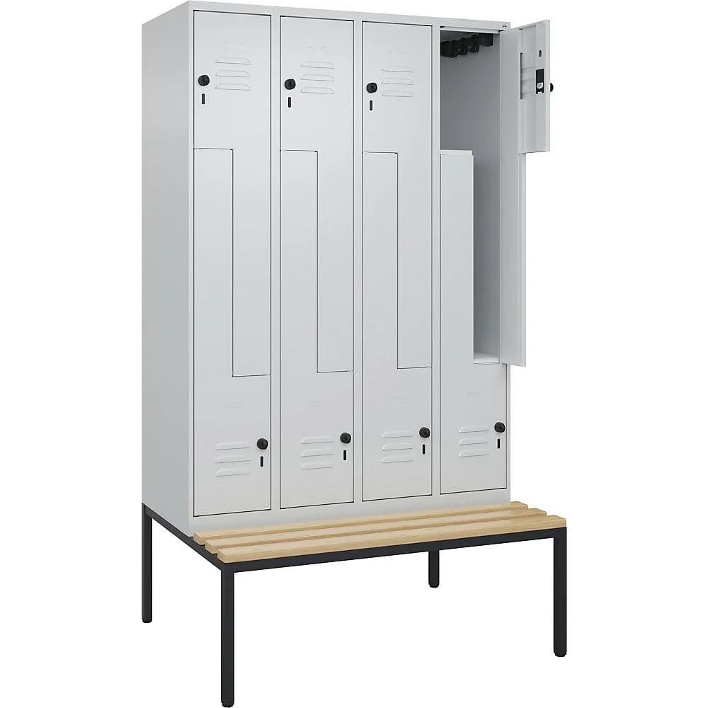 C+P Z-Spind Classic PLUS Sitzbank lichtgrau mit Sicherheits-Drehriegel