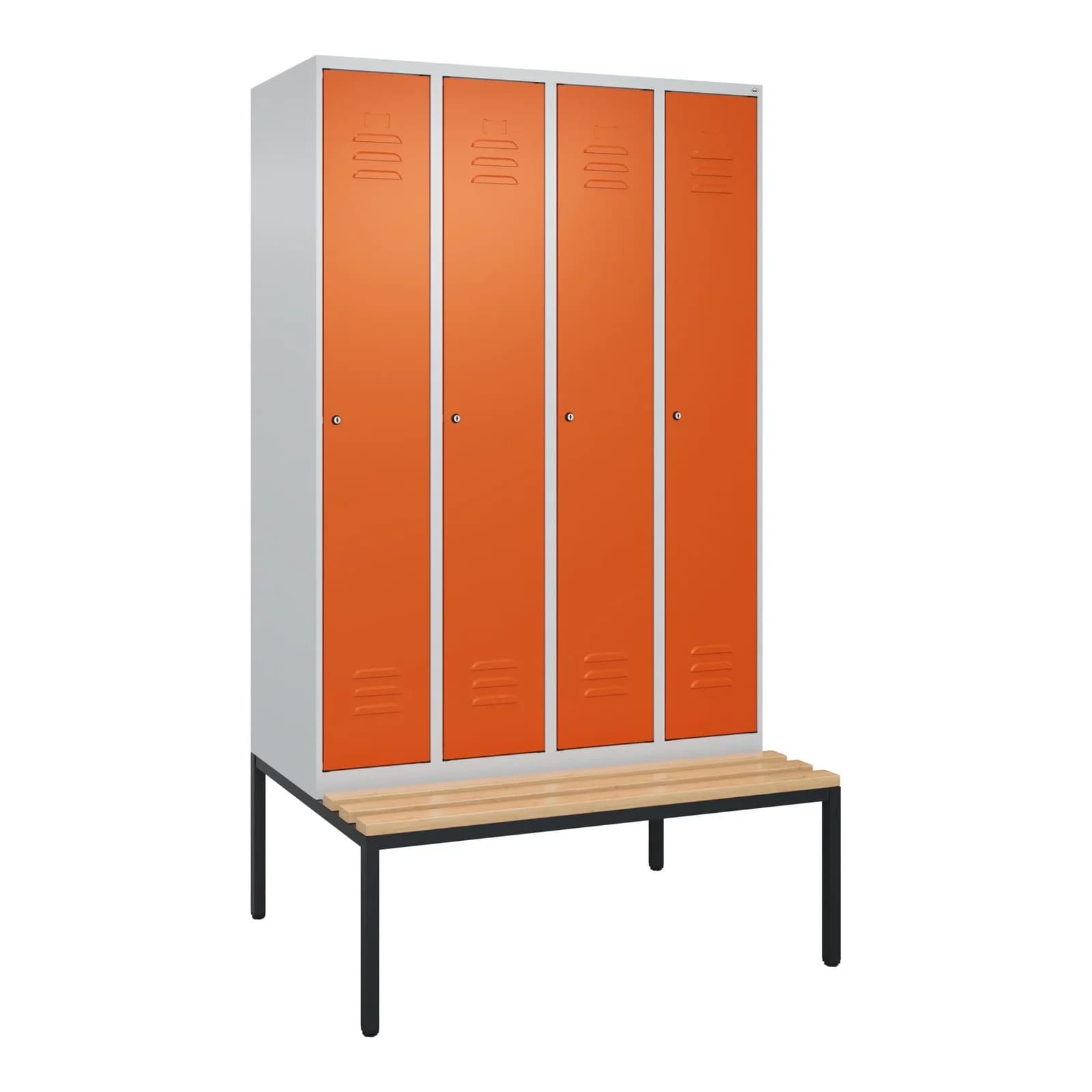 C+P Spind Classic PLUS Garderobenschrank 4 Abteile mit Sitzbank