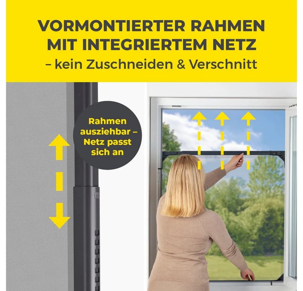 EASYmaxx Moskitonetz Magic Fit Anthrazit Teleskop-Insektenschutzgitter