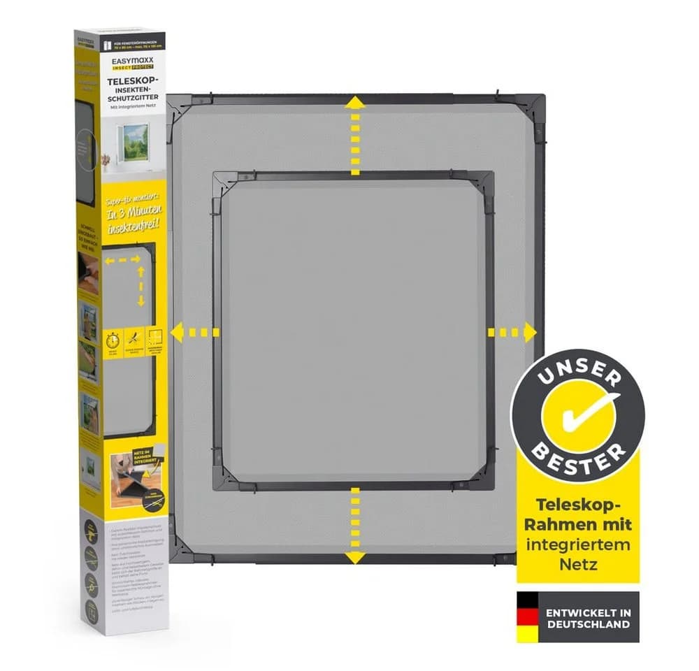 EASYmaxx Moskitonetz Magic Fit Anthrazit Teleskop-Insektenschutzgitter - Bild 2