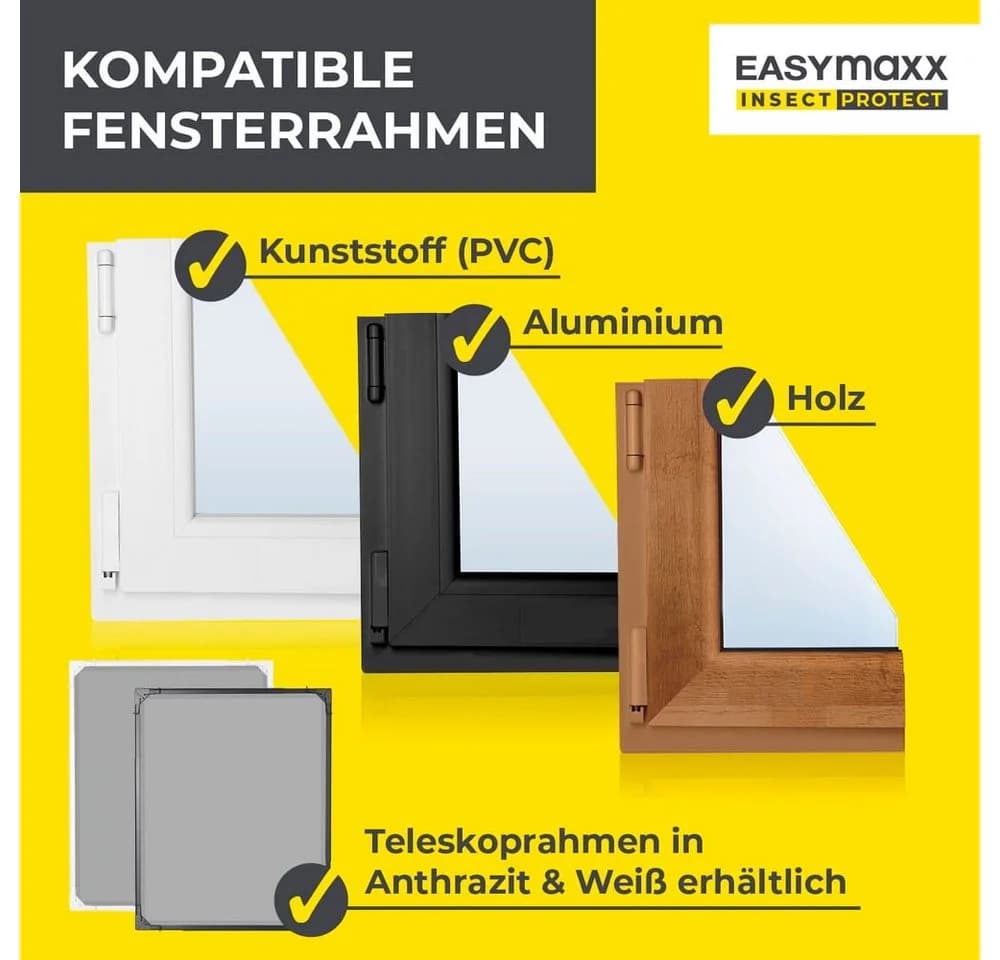 EASYmaxx Moskitonetz Magic Fit Anthrazit Teleskop-Insektenschutzgitter - Bild 5