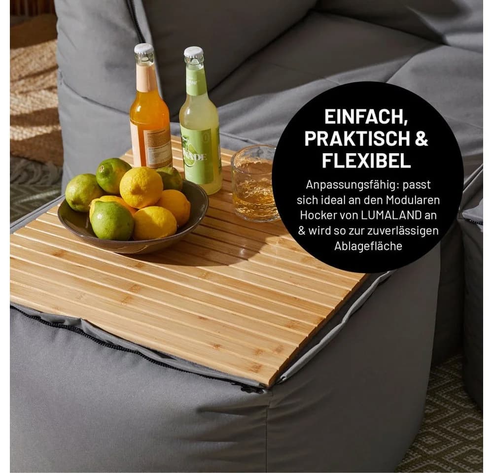 Lumaland Hockerauflage Bambus praktische Ablage 54x50x1 cm - Bild 4
