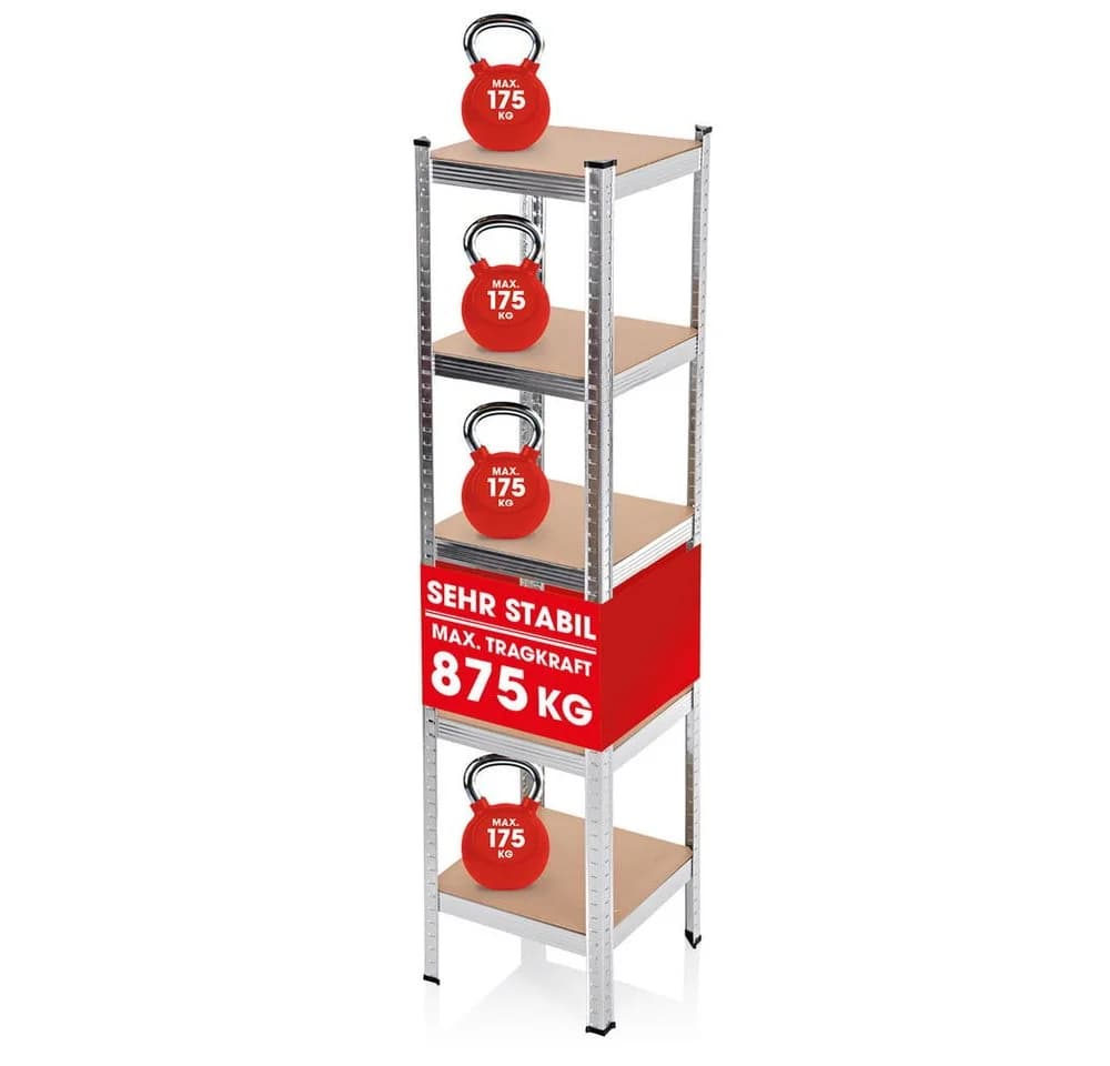 EASYmaxx Schwerlastregal Silber 5 verstellbare Ebenen 2in1 - Bild 2