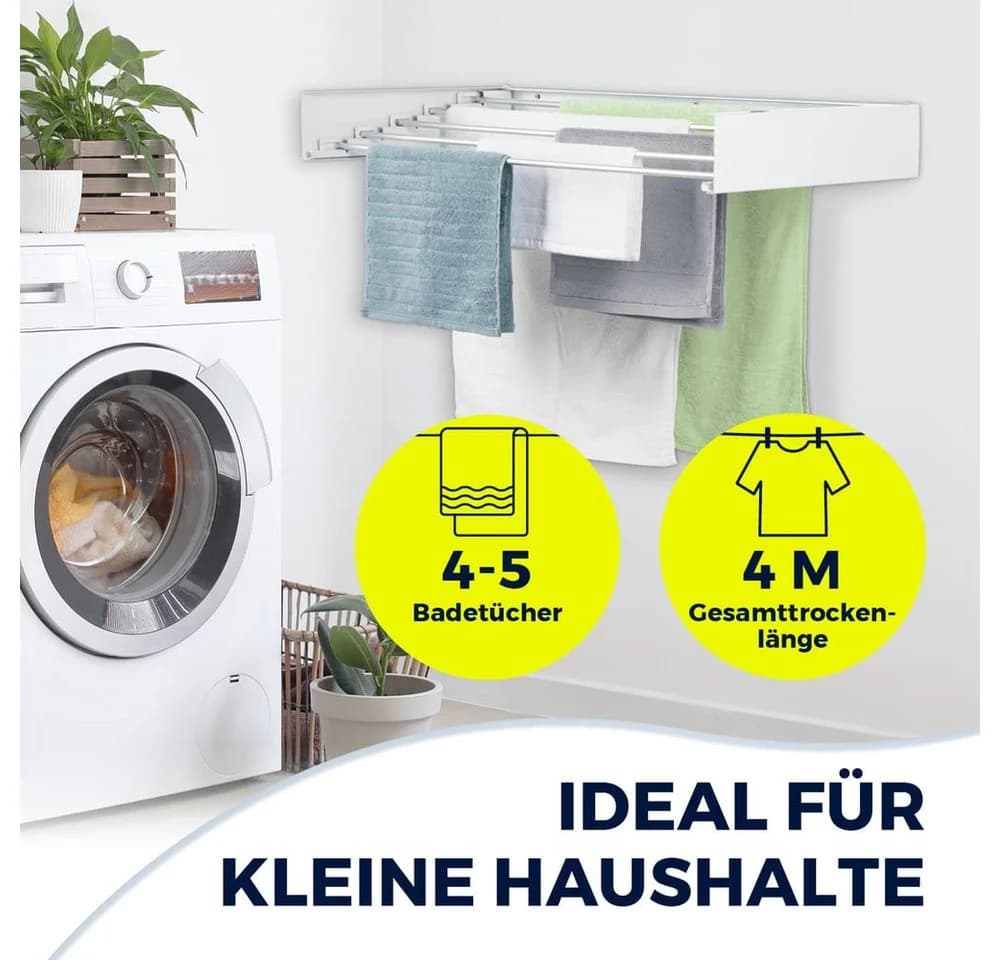 EASYmaxx Wandwäschetrockner Edelstahl Klappbar Platzsparend - Bild 3