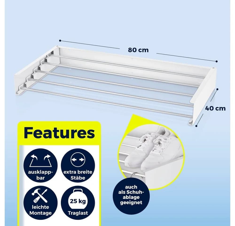 EASYmaxx Wandwäschetrockner Edelstahl Klappbar Platzsparend - Bild 5