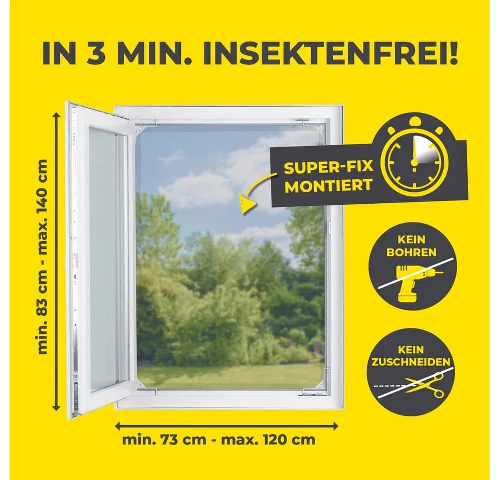 EASYmaxx Insektenschutz-Fensterrahmen Teleskop-Insektenschutzgitter Weiß - Bild 4