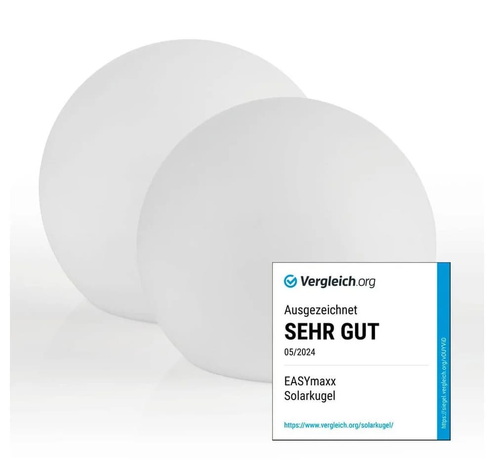 EASYmaxx LED Solarleuchte 2er-Set LED Solarleuchte mit Farbwechsel, Deko Gartenleuchte mit LED, Tageslichtsensor In & Outdoor, Kugel 30 cm - Bild 2