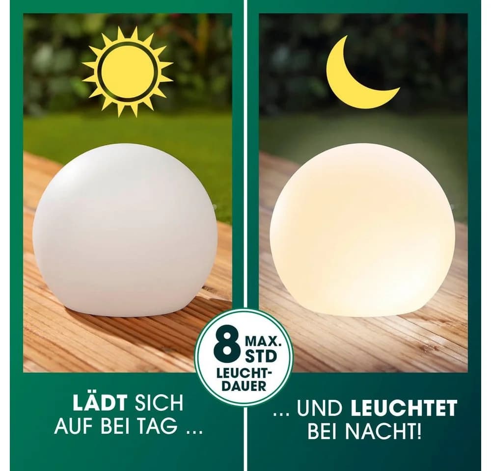EASYmaxx LED Solarleuchte 2er-Set LED Solarleuchte mit Farbwechsel, Deko Gartenleuchte mit LED, Tageslichtsensor In & Outdoor, Kugel 30 cm - Bild 3