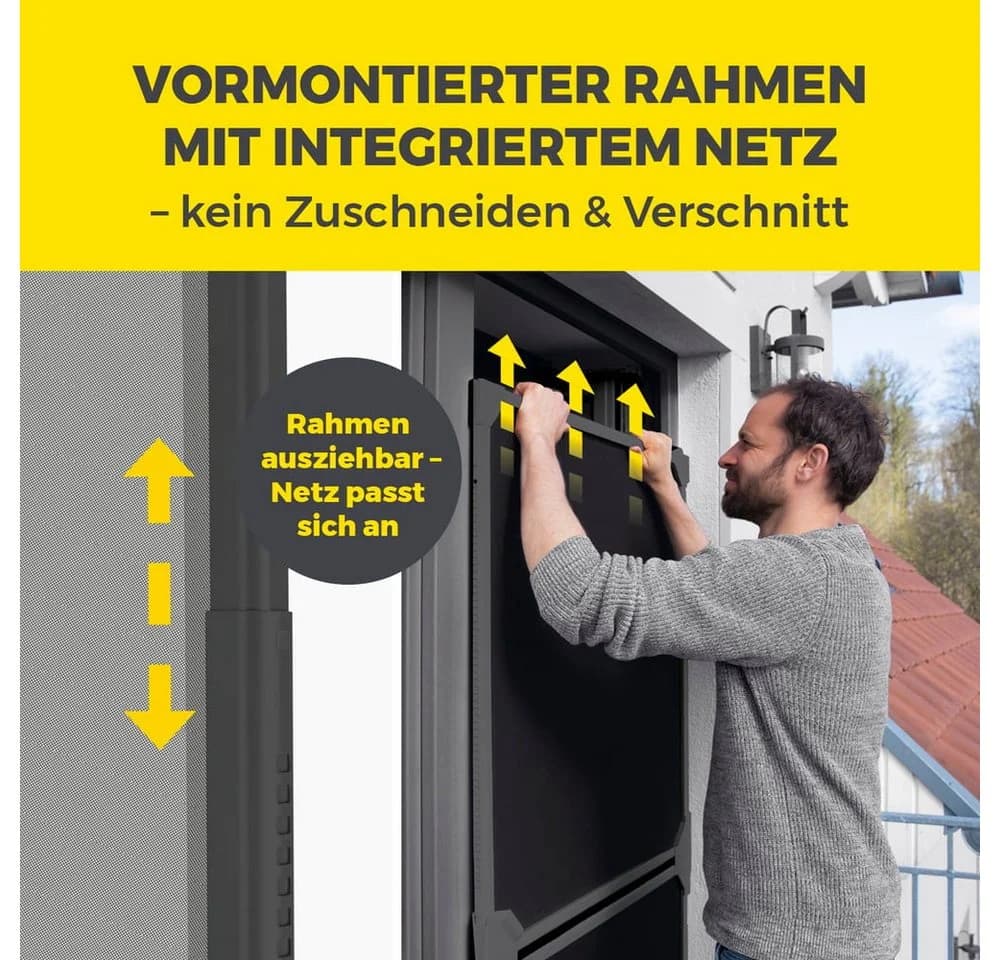 EASYmaxx Moskitonetz Magic Fit Anthrazit Teleskop-Schwingtür - Bild 4