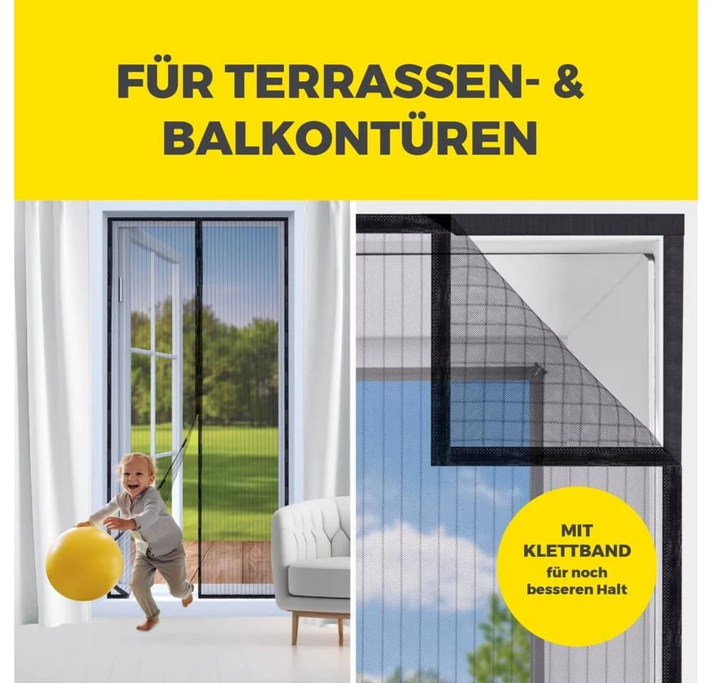 EASYmaxx Moskitonetz Schwarz Magic Klick Insektenschutzvorhang - Bild 3