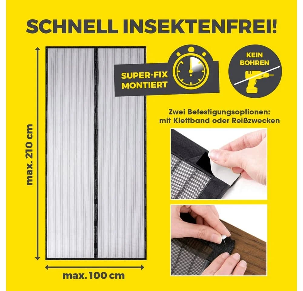 EASYmaxx Moskitonetz Schwarz Magic Klick Insektenschutzvorhang - Bild 5