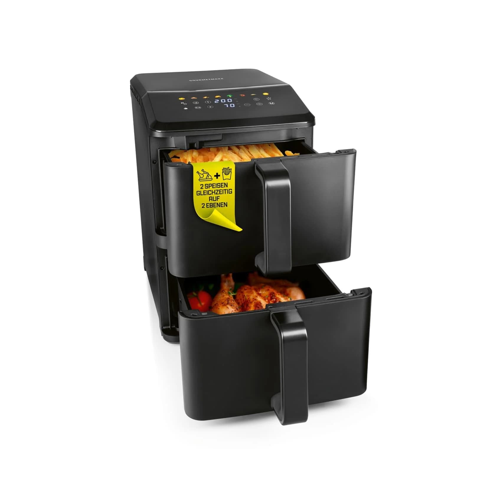 GOURMETmaxx Heißluft-Fritteuse 2400W Schwarz Modern