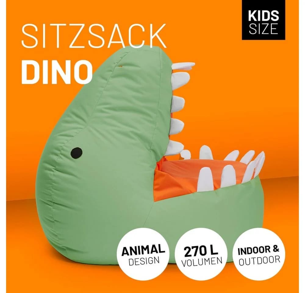 Lumaland Sitzsack Kinder Dino Kissen Pastellgrün Pflegeleicht