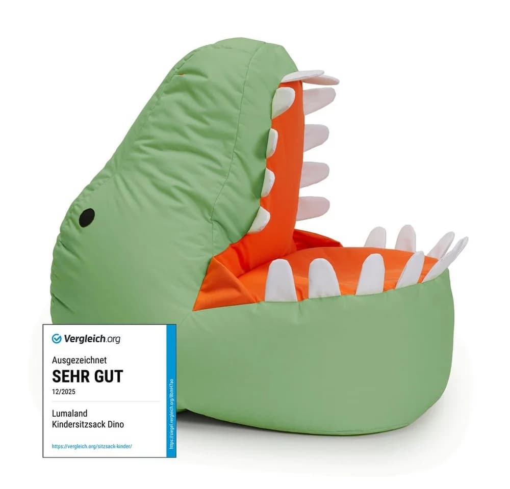Lumaland Sitzsack Kinder Dino Kissen Pastellgrün Pflegeleicht - Bild 2