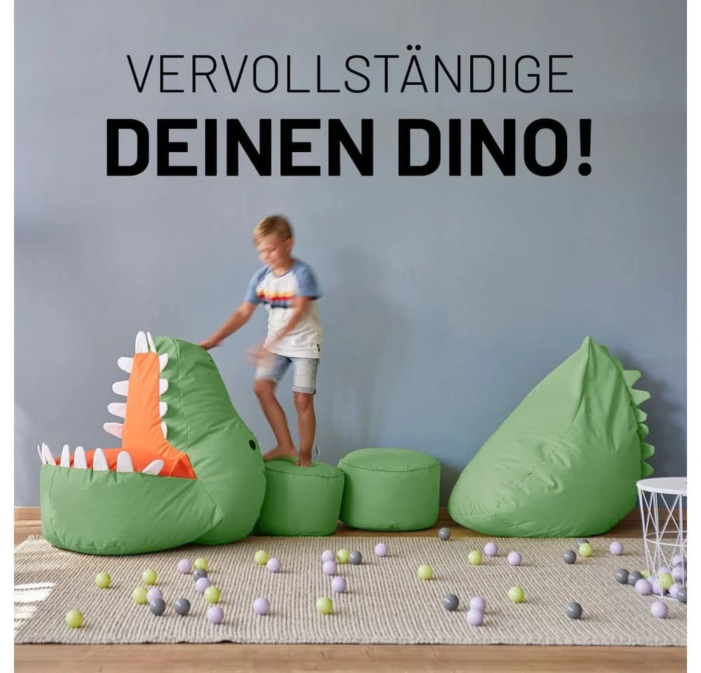Lumaland Sitzsack Kinder Dino Kissen Pastellgrün Pflegeleicht - Bild 3