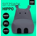 Lumaland Sitzsack Kinder Hippo Grau Pflegeleicht Bild 1