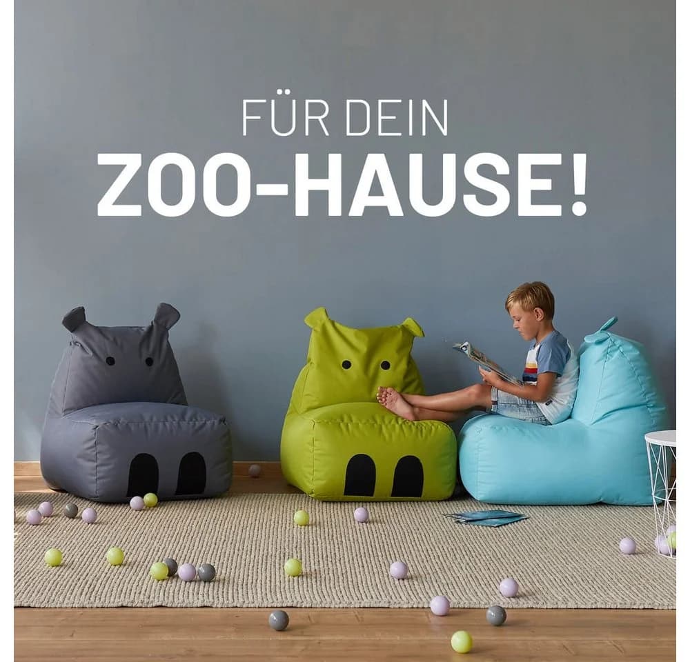 Lumaland Sitzsack Kinder Hippo Tier Kissen Grün - Bild 3