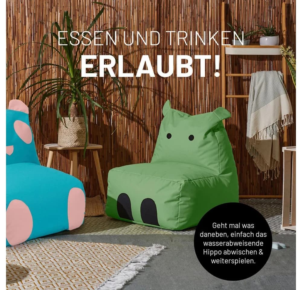 Lumaland Sitzsack Kinder Hippo Tier Kissen Grün - Bild 5