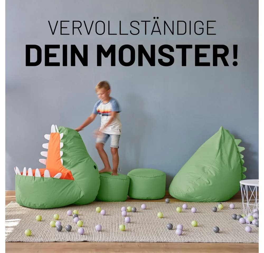 Lumaland Sitzsack Kinder Monster 80x80x70 cm Weich Polster - Bild 3