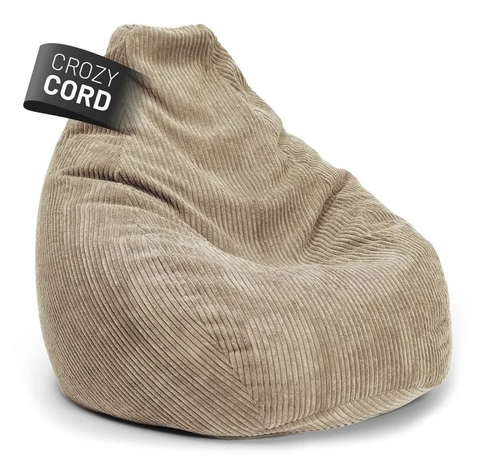 Lumaland Sitzsack GIANT Cord Beige mit stabiler Lehne