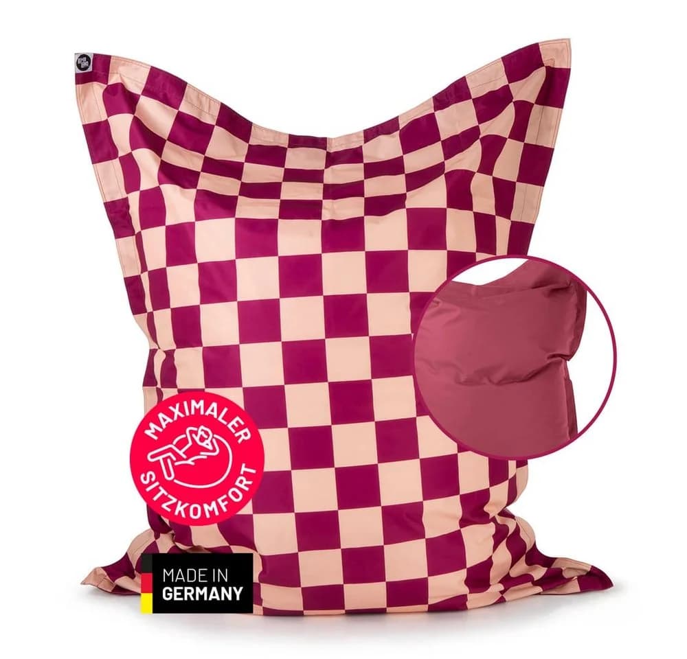 Lumaland Sitzsack XXL Karo 380L Weinrot/Pfirsich mit EPS-Perlen - Bild 2