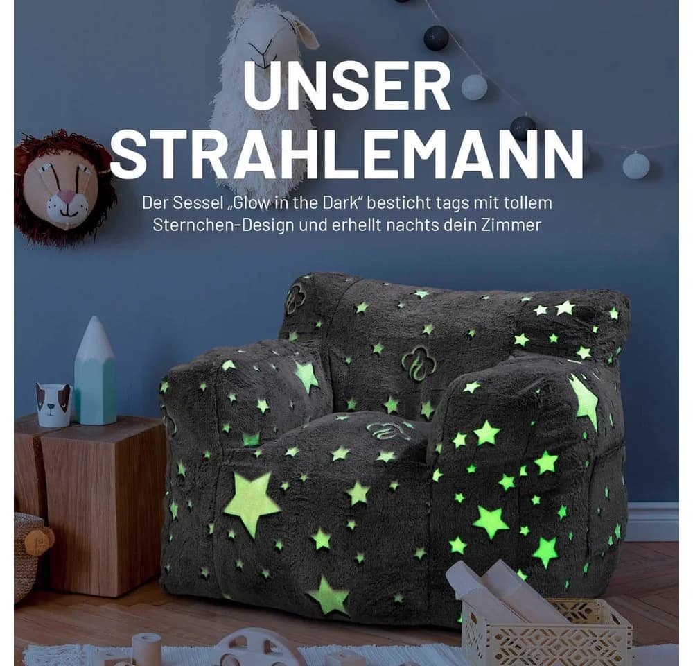 Lumaland Sitzsack Kids Size Glow in the Dark Sternen-Design - Bild 3