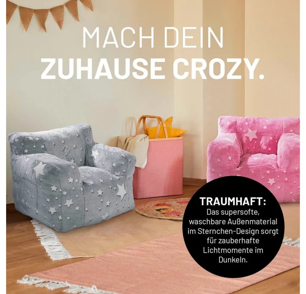 Lumaland Sitzsack Kids Size Glow in the Dark Sternen-Design - Bild 4