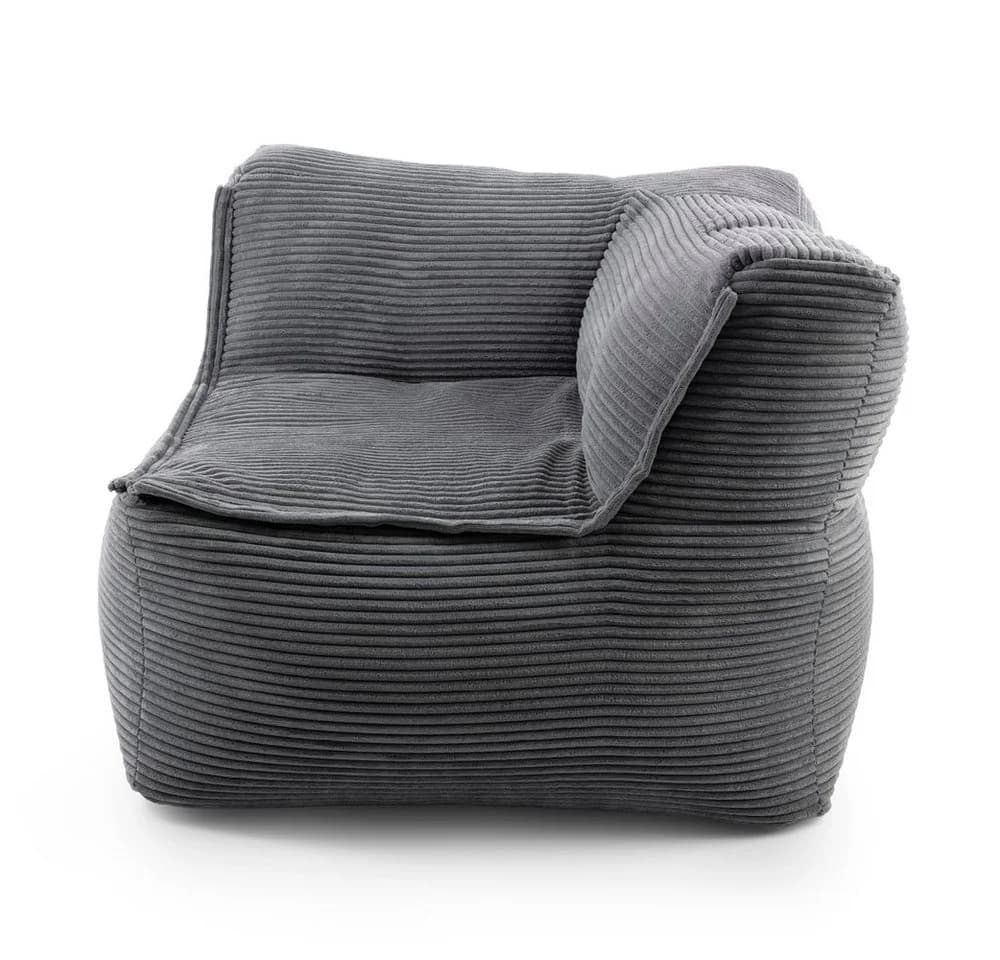 Lumaland Sitzsack-Sofa Modular Cord Grau Ecke rechts