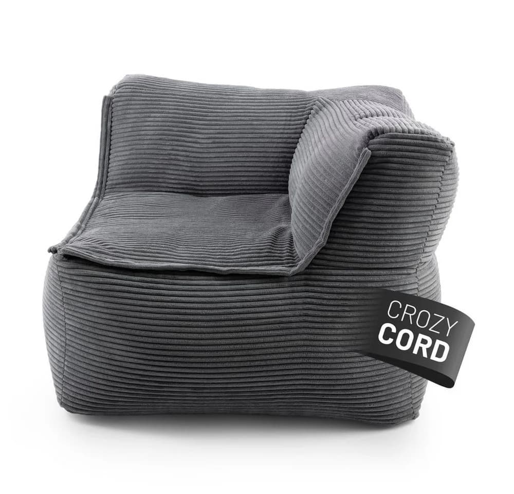 Lumaland Sitzsack-Sofa Modular Cord Grau Ecke rechts - Bild 2