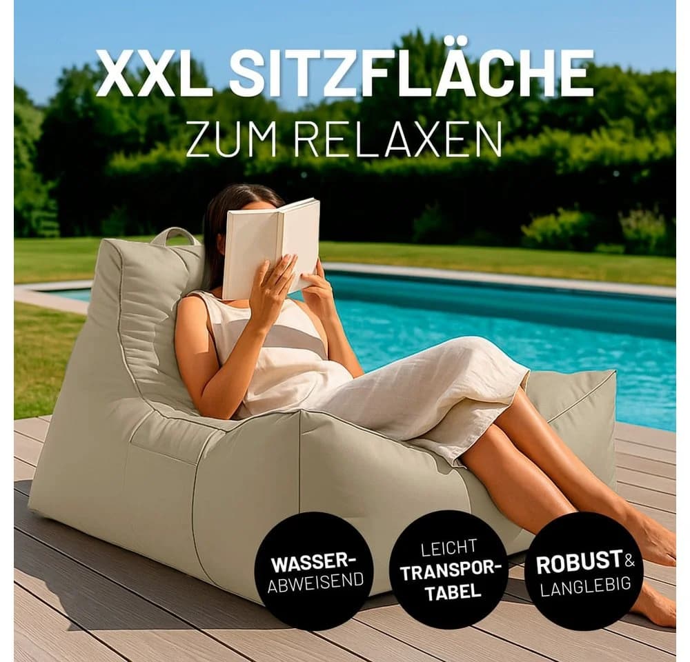 Lumaland Sitzsack Lounge In-& Outdoor 380l Beige mit Flaschenhalter - Bild 3