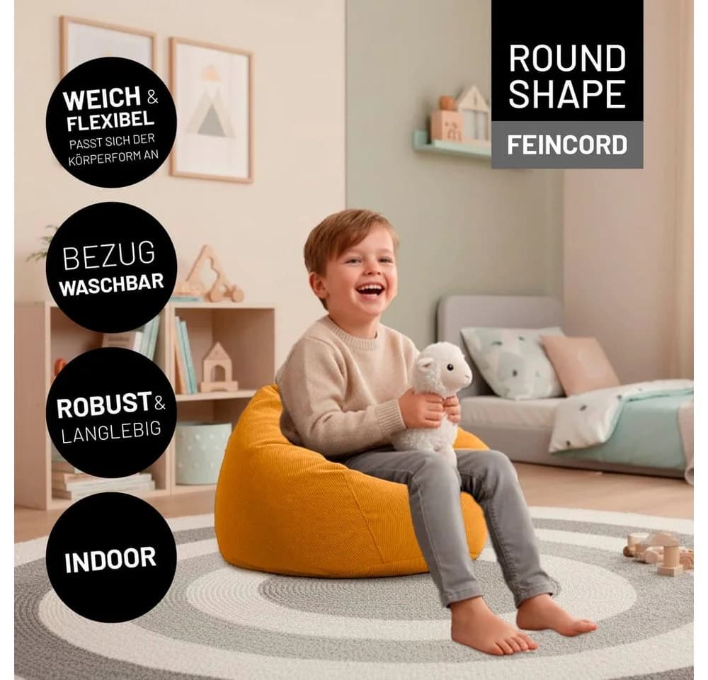 Lumaland Sitzsack Comfort Line Fein Cord Senfgelb - Bild 3