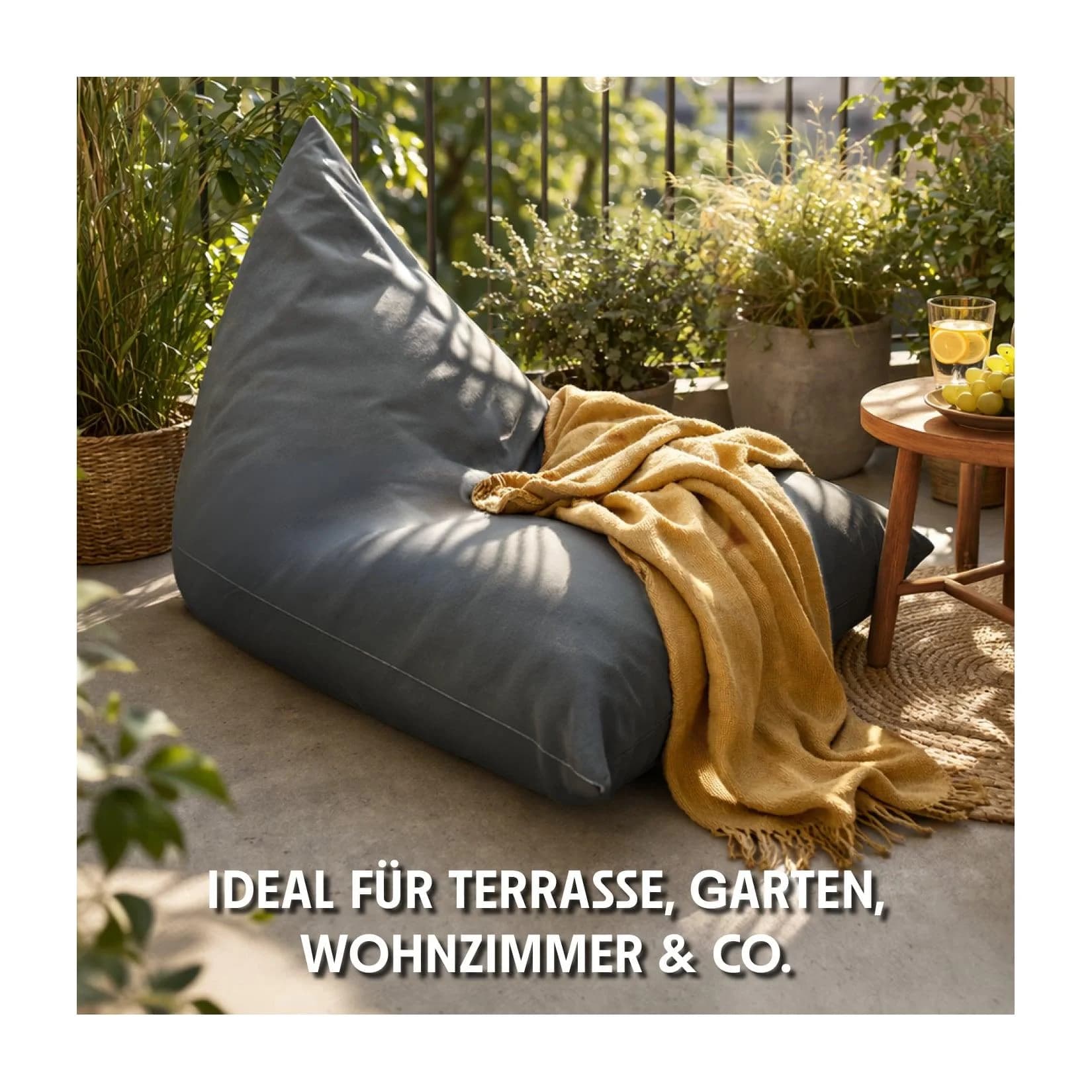 URBANARA Sitzsack 320l Grau Outdoor Dreieck