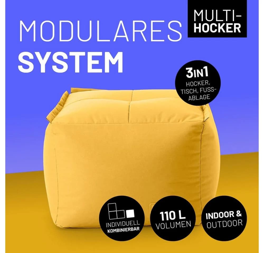 Lumaland Modulare Sitzsack Senfgelb Wasserfest Abnehmbar