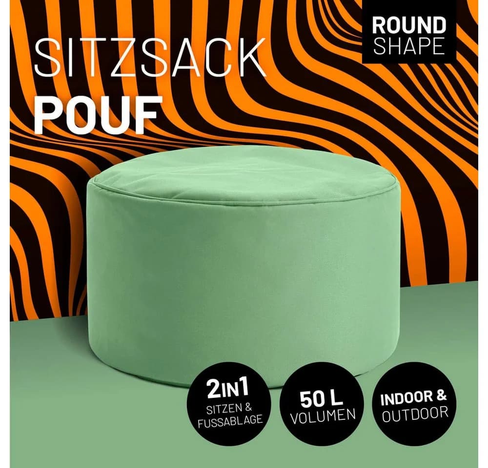 Lumaland Sitzsack Pouf Pastell Grün In- & Outdoor EPS-Füllung
