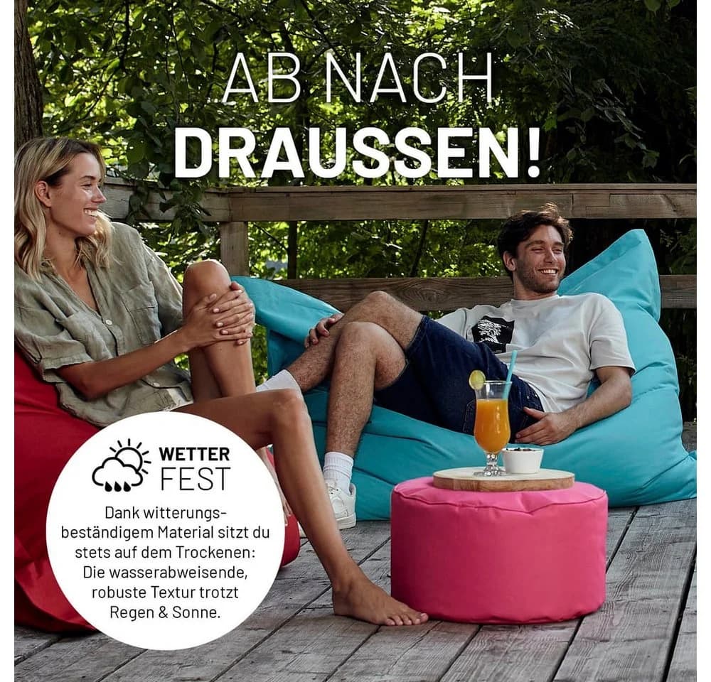 Lumaland Sitzsack Pouf Pastell Grün In- & Outdoor EPS-Füllung - Bild 5