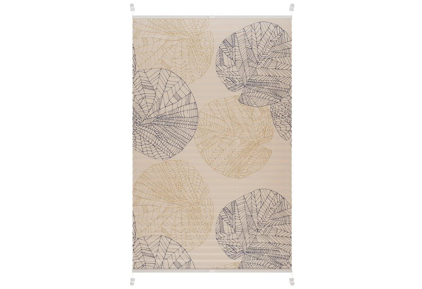 Roomy Plissee Klemmbar Lotusblatt Motiv Blau Creme - Bild 2
