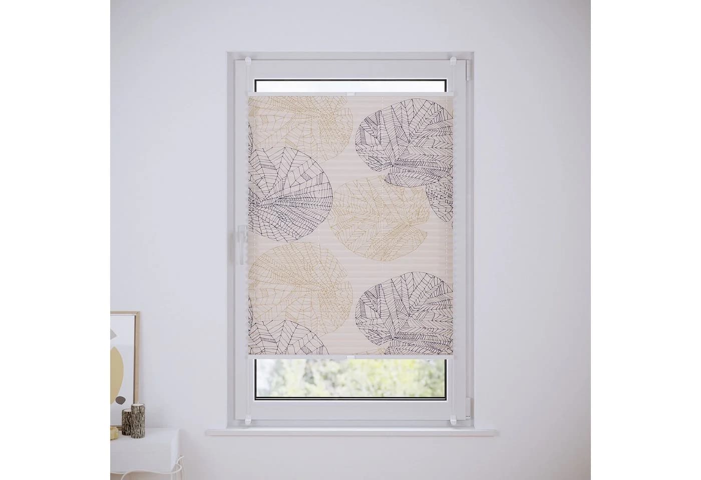 Roomy Plissee Klemmbar Lotusblatt Motiv Blau Creme - Bild 3