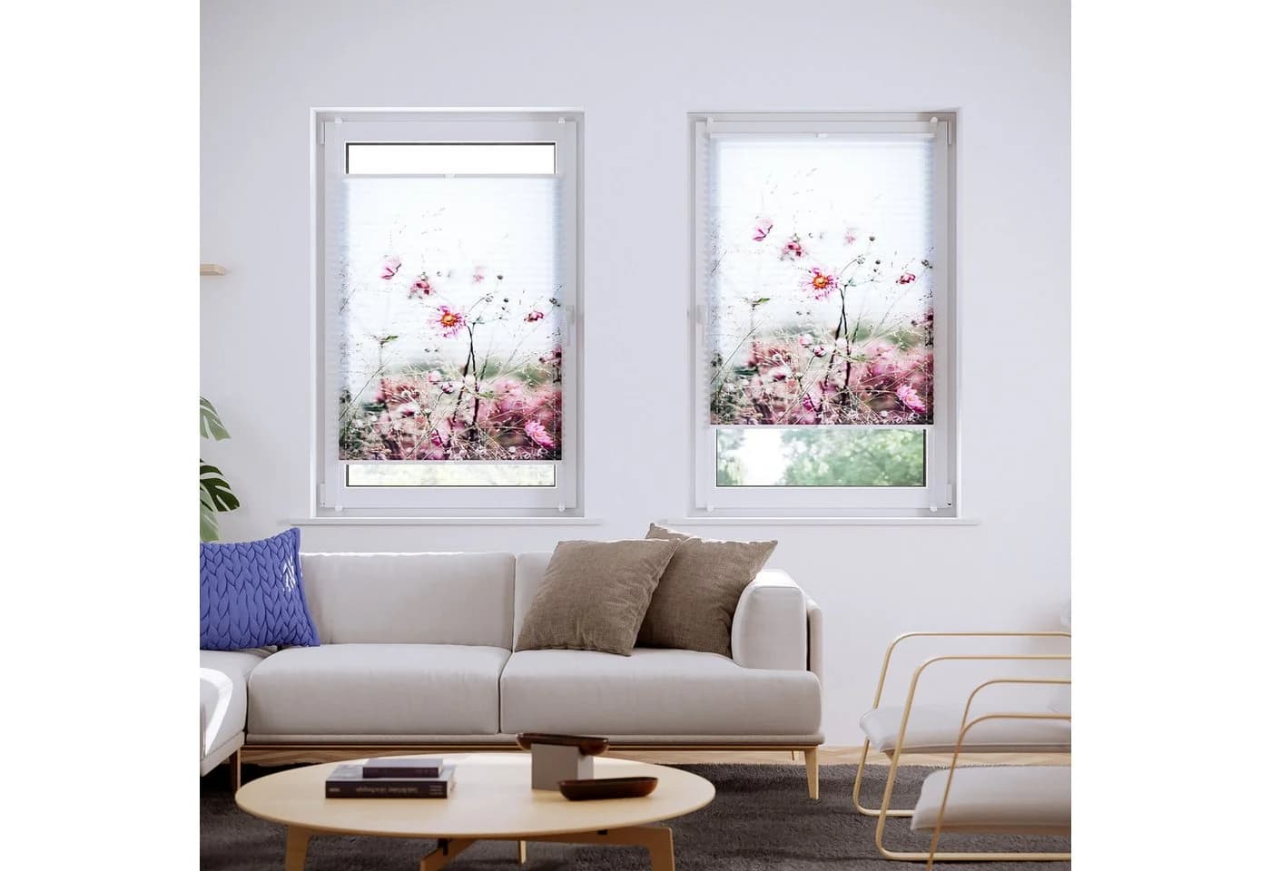 Roomy Plissee Klemmbar Pink Flowers Polyester