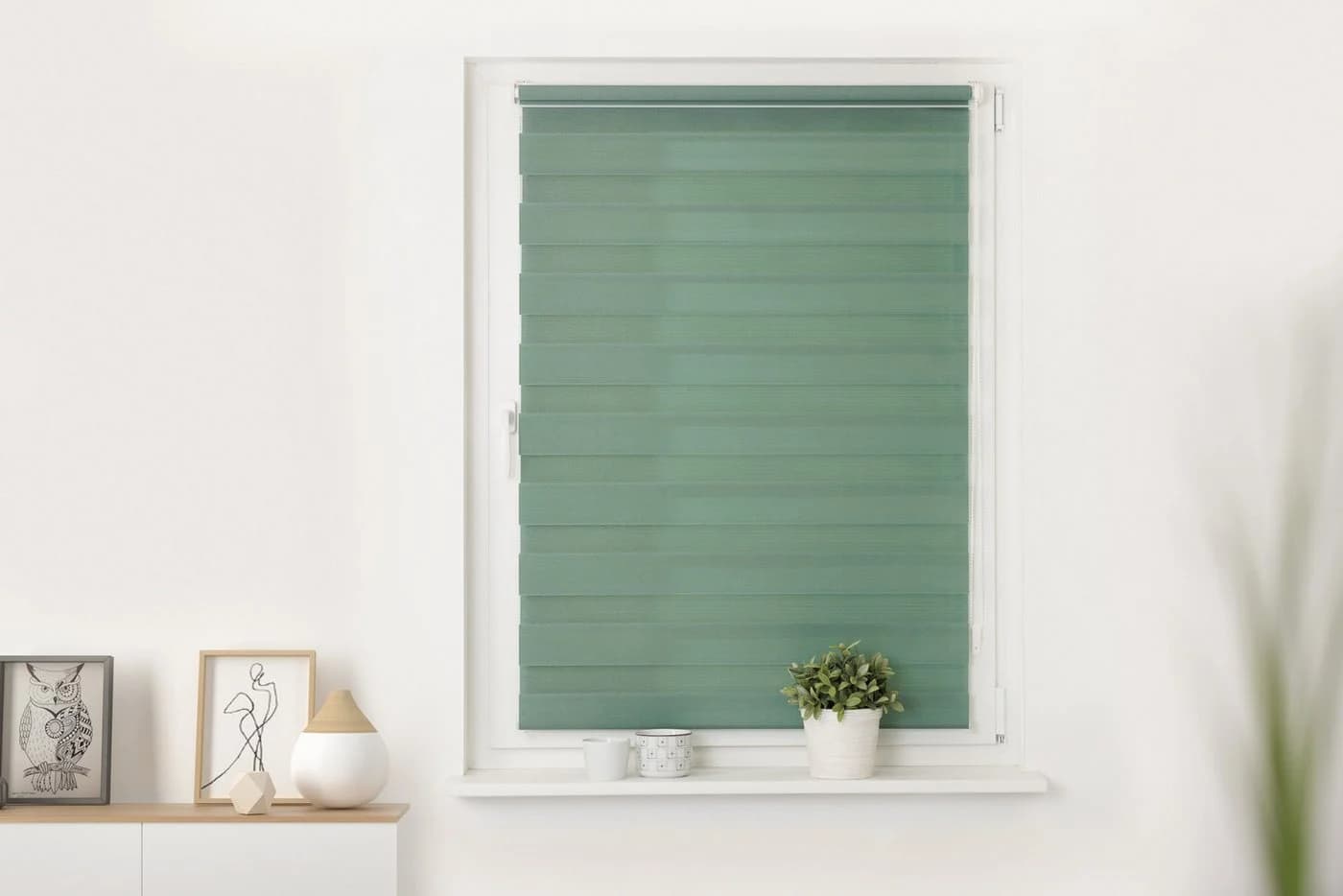 Doppelrollo Modern in Grün, Salbei, Weiß - 50x150 cm - Bild 3