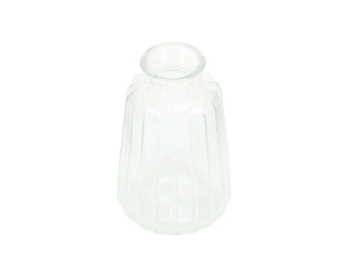 Viana 6er Set Tischvasen Dekoflaschen Glas Retro Transparent