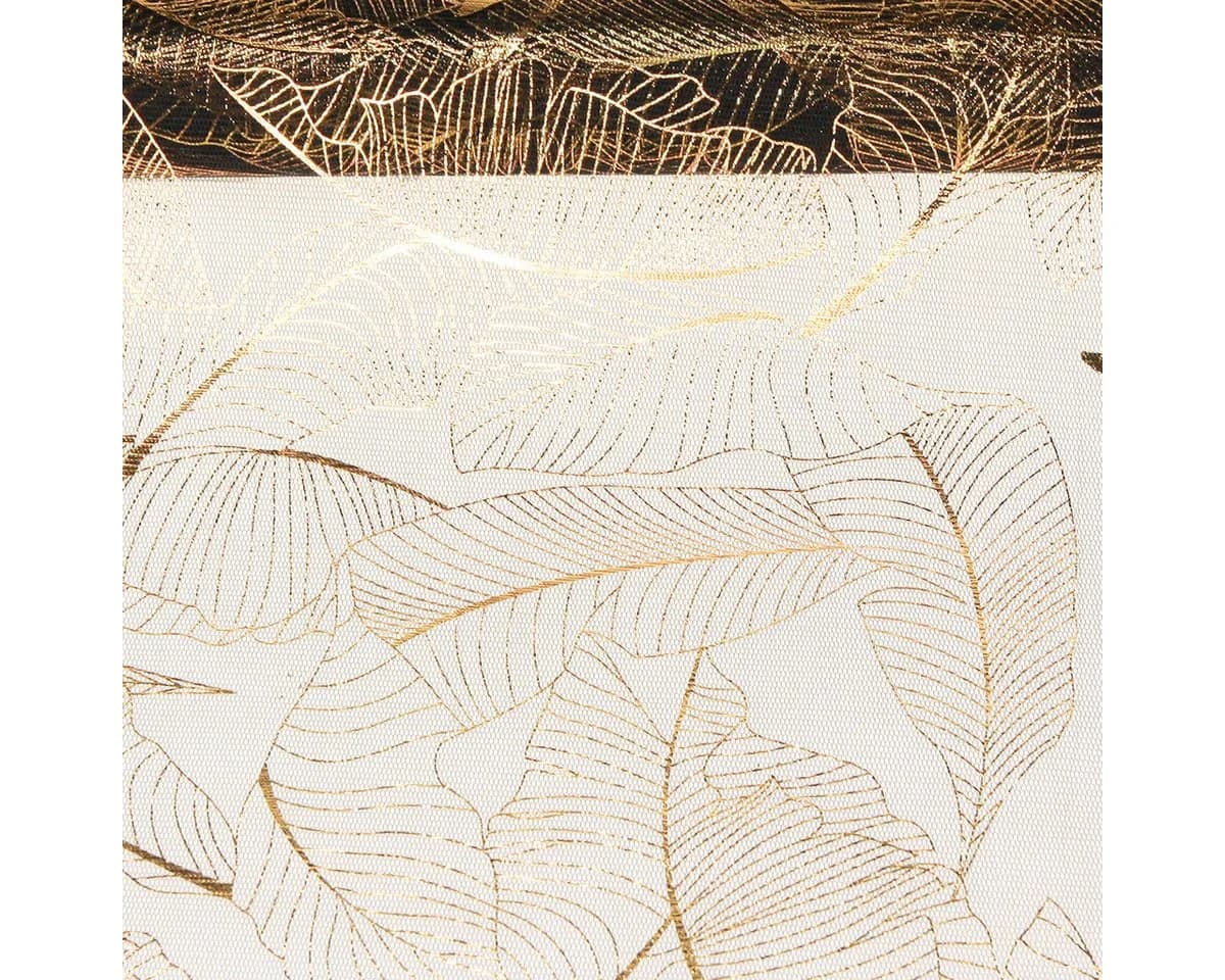 Viana Tischläufer Schwarz-Gold Organza mit Blättermuster