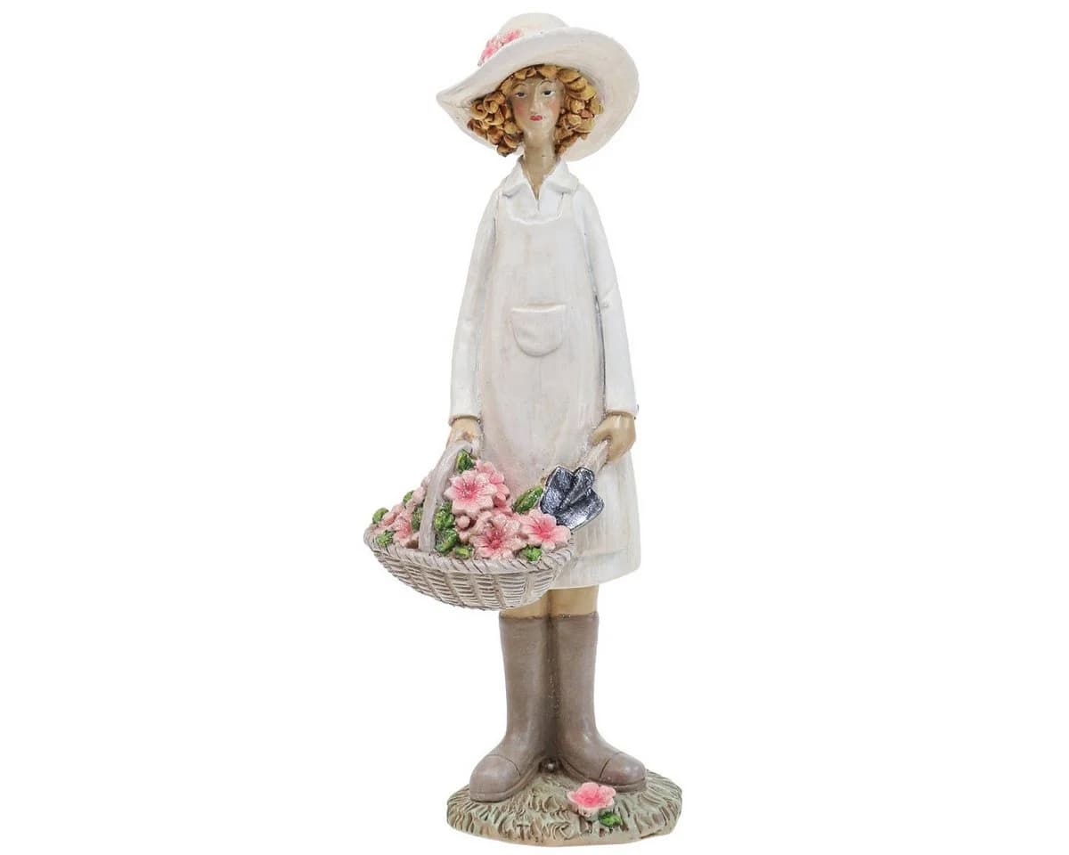 Viana Dekofigur Gärtner Frau Polyresin Blumen - Bild 2