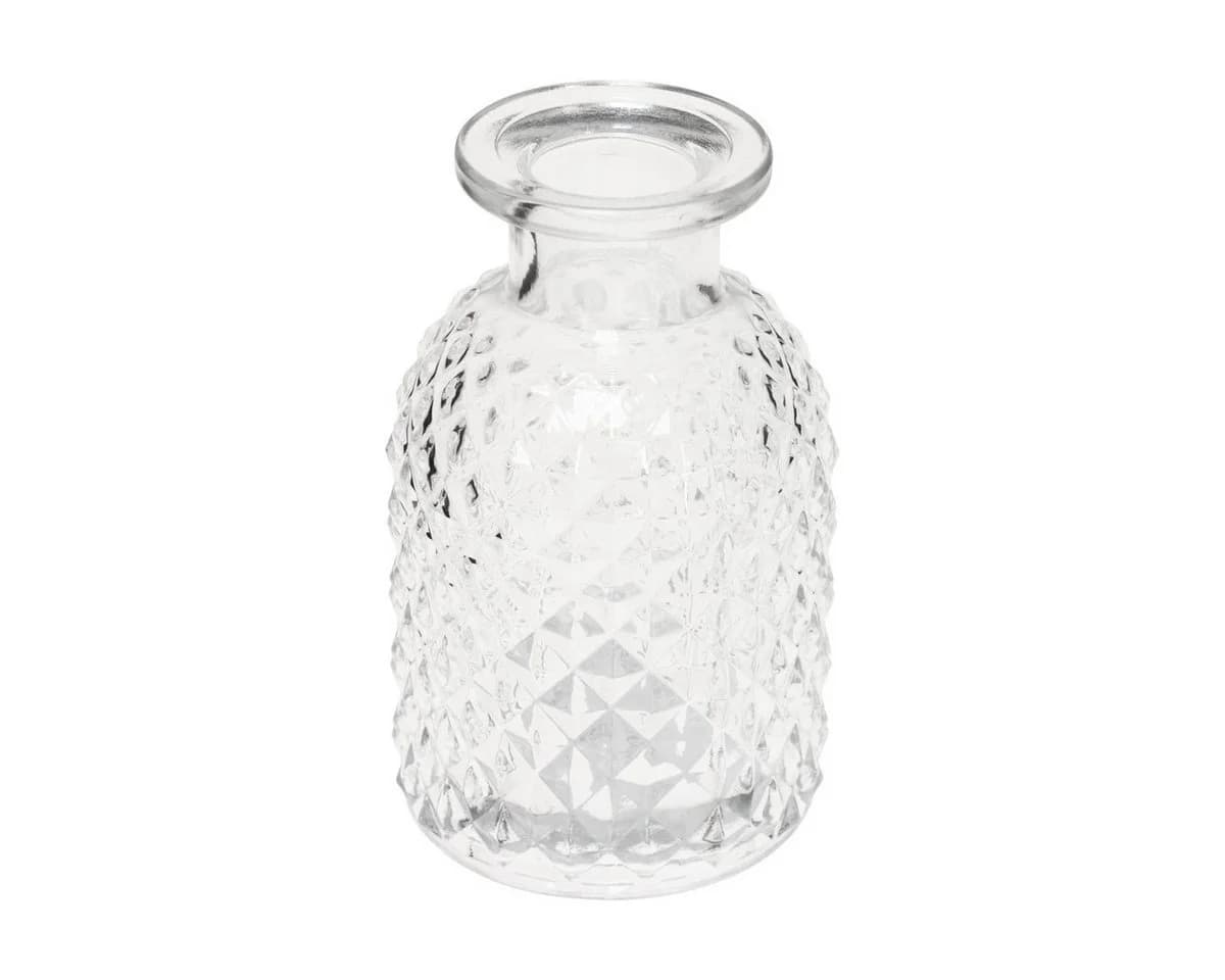 Viana Mini Tischvase Glas Retro Rautenmuster 6er-Set Transparent - Bild 2