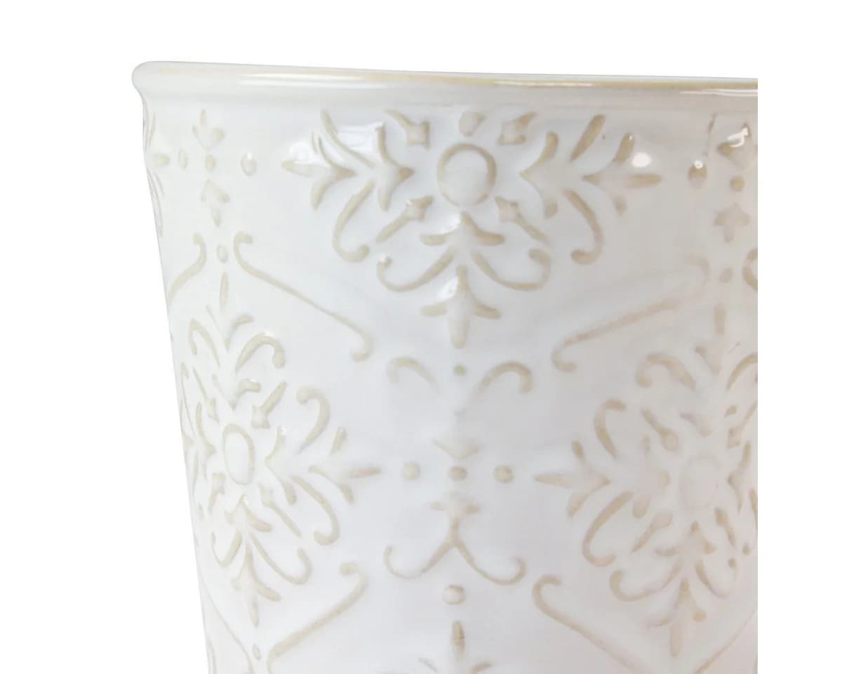 Viana Keramik Übertopf 3er-Set Weiß Beige Floral