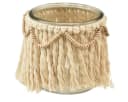 Viana Windlicht Set 4-teilig Boho Makramee Fransen Creme Glas Bild 1