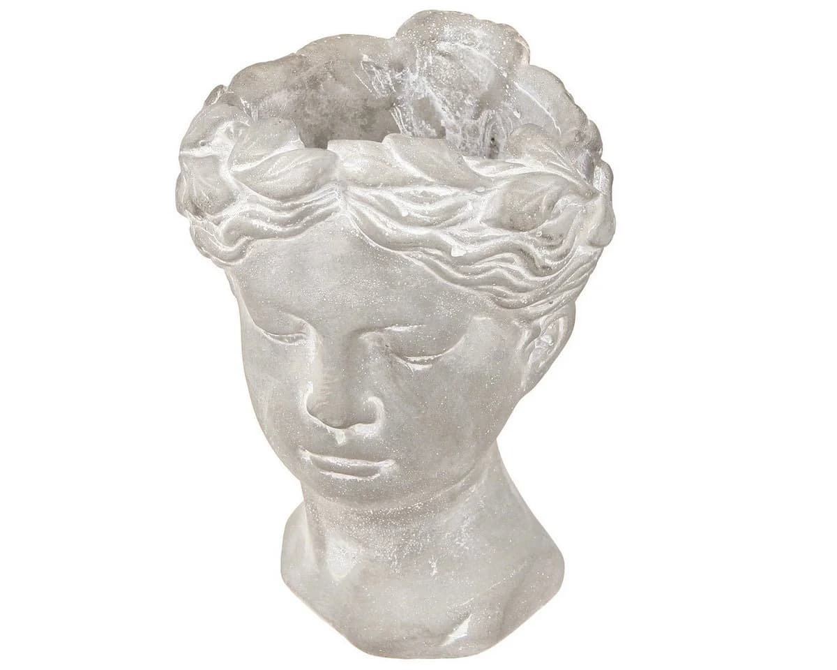 Viana Übertopf Frauenkopf Shabby Chic Antik Weiß Grau - Bild 2