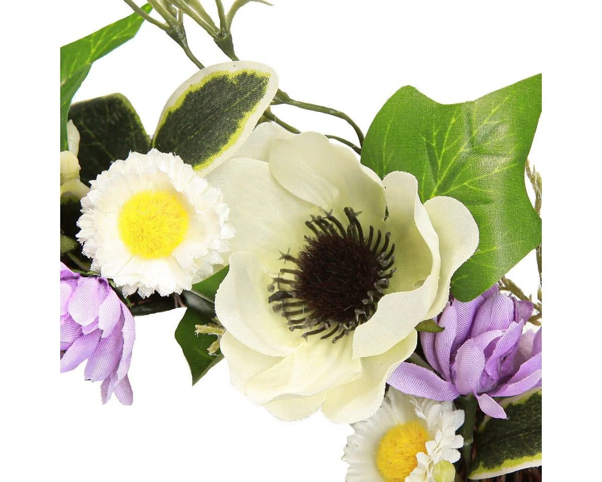 Viana Dekokranz Künstlicher Kranz Anemonen Margeriten Lila Weiß